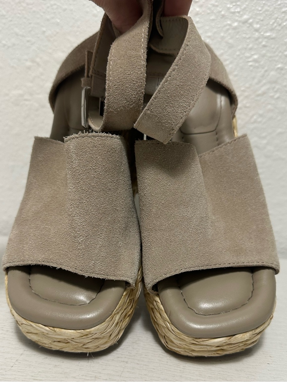 Marc fisher Women’s Taupe Suede Espadrille Wedge Sandals - Picture 6 of 8